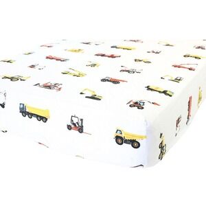 2 NEW Addison Belle crib sheets 100% Organic Cotton Construction Trucks Bedding